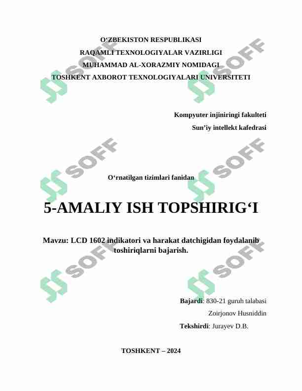 Masofa sensor (Ultrasonik sensor) ni tugma orqali yoqish va masofaga qarab ton almashishini potensiometrda boshqarish.