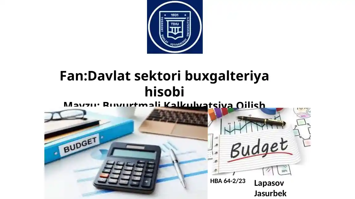 Buyurtmali Kalkulyatsiya Qilish Usulining Asosiy Tushunchalari