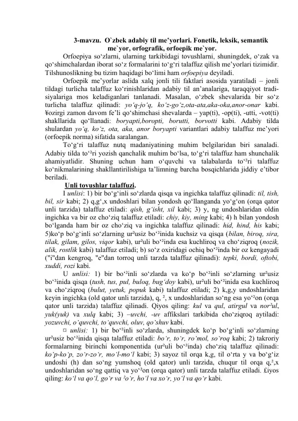 Orfoepik me'yorlar