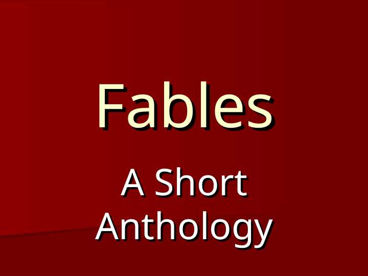 Fables: A Short Anthology