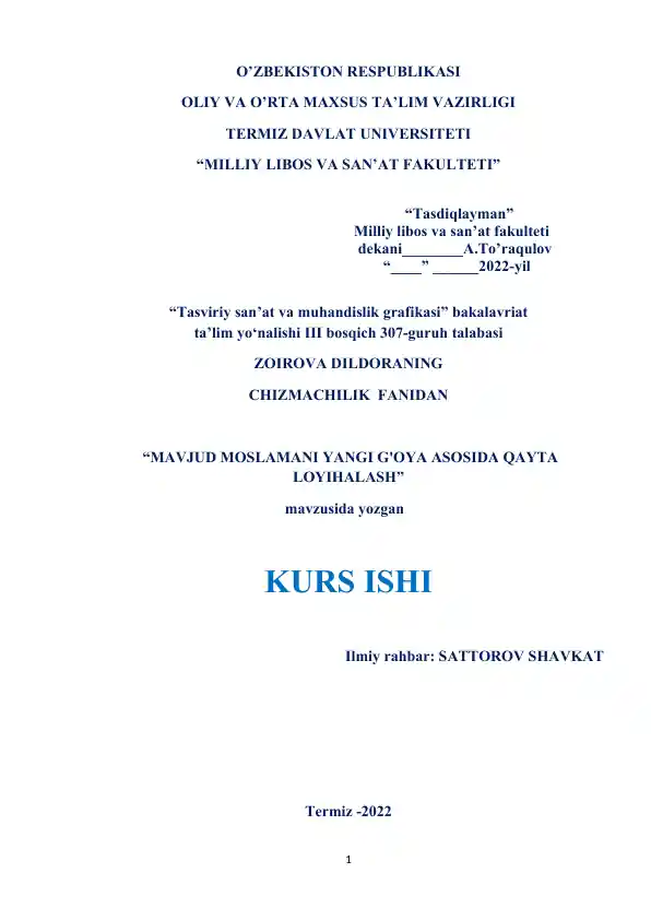 Mavjud moslamani yangi g'oya asosida qayta loyihalash