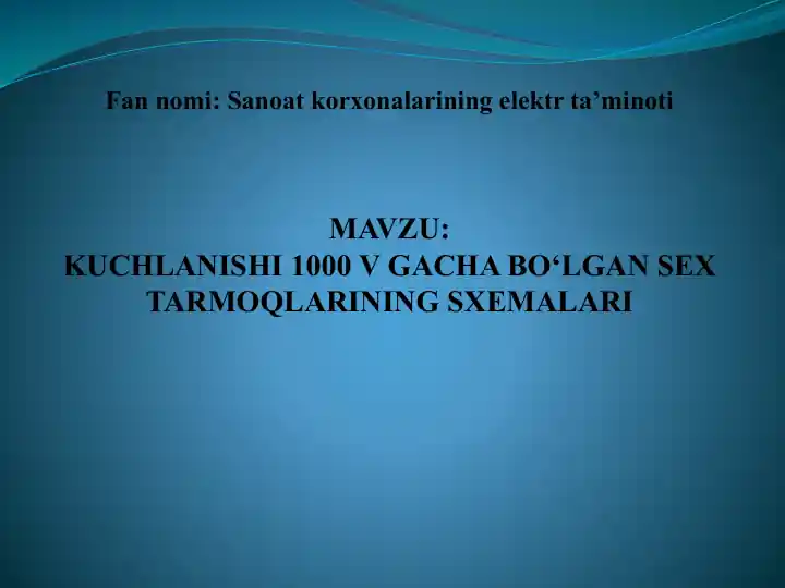 Elektr ta’minlash sxemalari