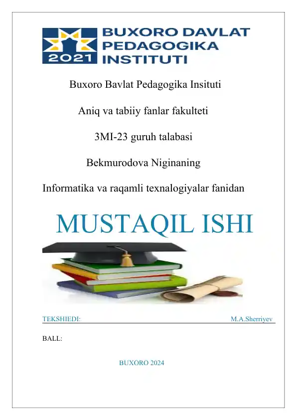 Zamonaviy raqamli texnalogiyalar: gadjetlar, buyumlar interneti, simsiz internet, 3Dbosma texnalogiyalar