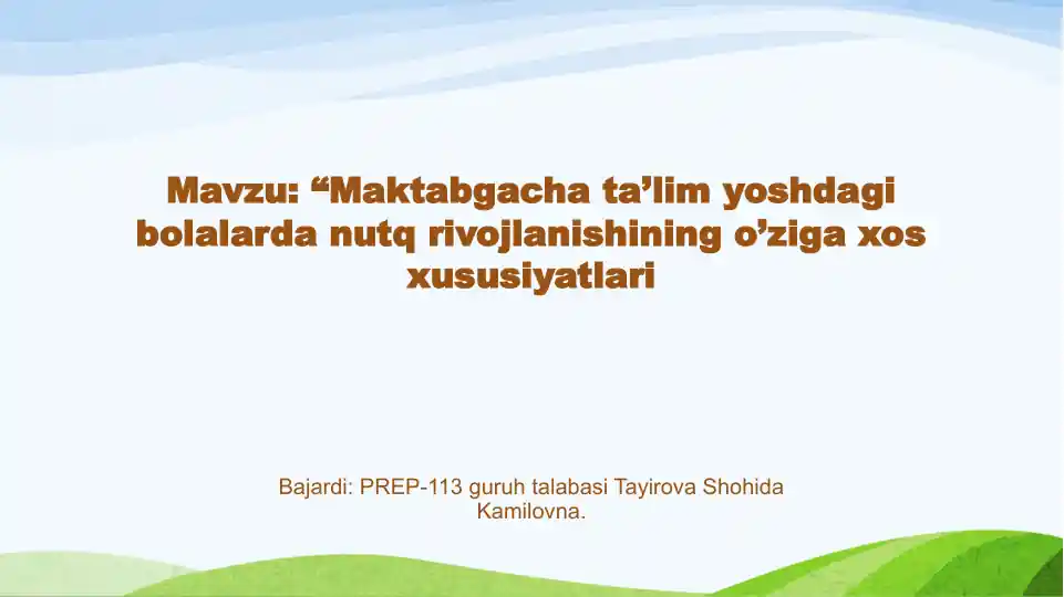 Maktabgacha ta'lim yoshdagi bolalar dasturiy materiallari
