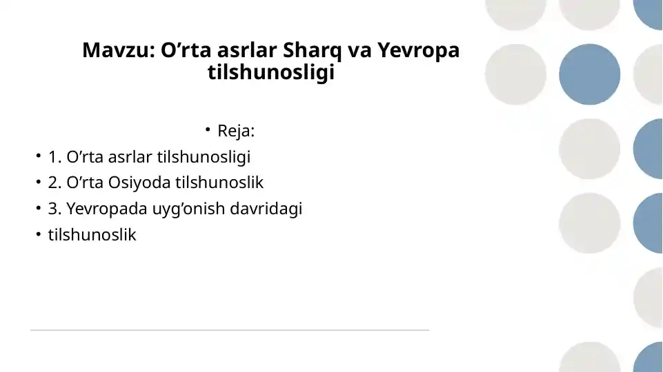 O’rta asrlar Sharq va Yevropa tilshunosligi