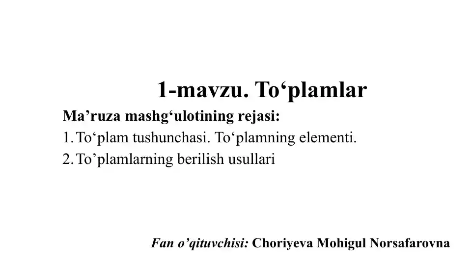 To‘plamlar