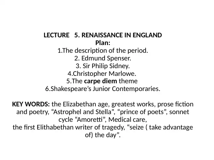 RENAISSANCE IN ENGLAND