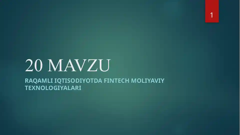 RAQAMLI IQTISODIYOTDA FINTECH MOLIYAVIY TEXNOLOGIYALARI