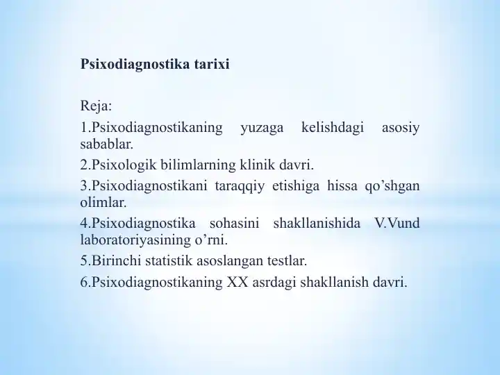 Psixodiagnostika tarixi