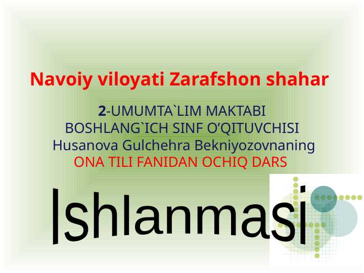 Ona tili fanidan ochiq dars ishlanmasi