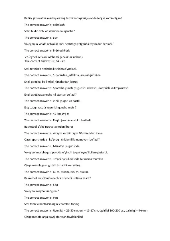 Badiiy gimnastika mashqlari terminlari