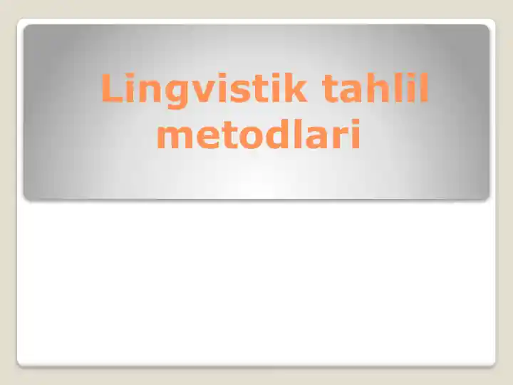Lingvistik tahlil metodlari