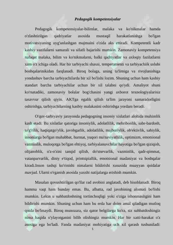 Pedagogik kompetensiyalar