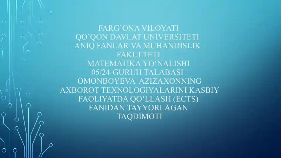 “Animatsiya effektlari va taqdimotni boshqarish” taqdimoti