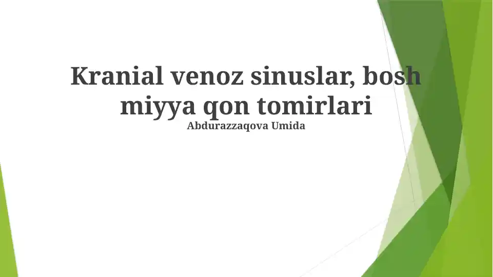Kranial venoz sinuslar, bosh miyya qon tomirlari