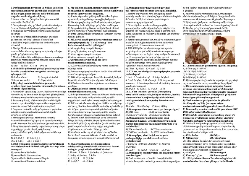 Qo'zg'olonlar haqida ma'lumotlar