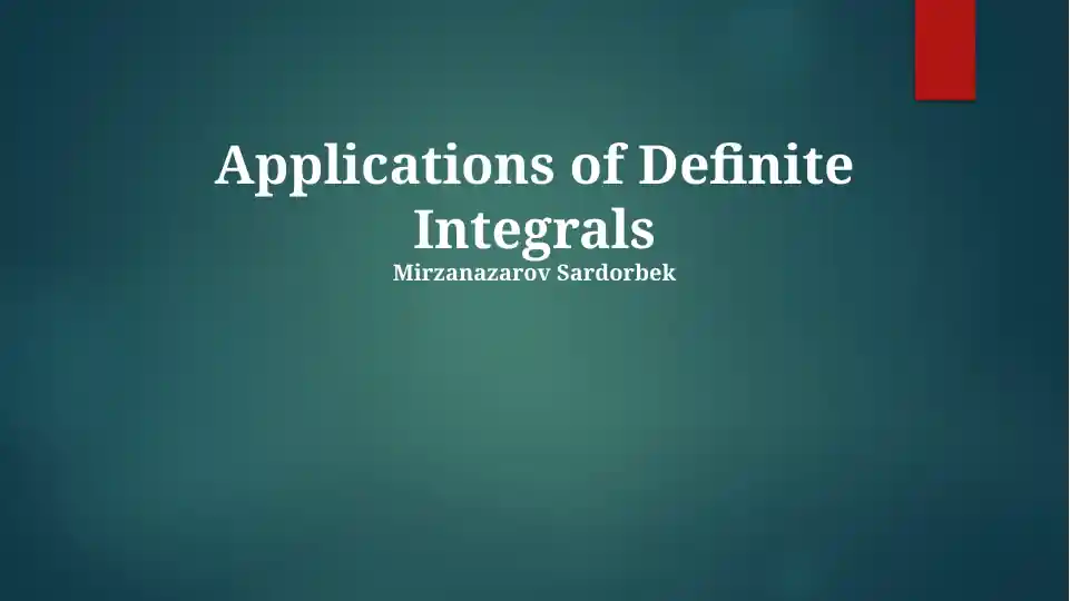 Applications of Definite Integrals