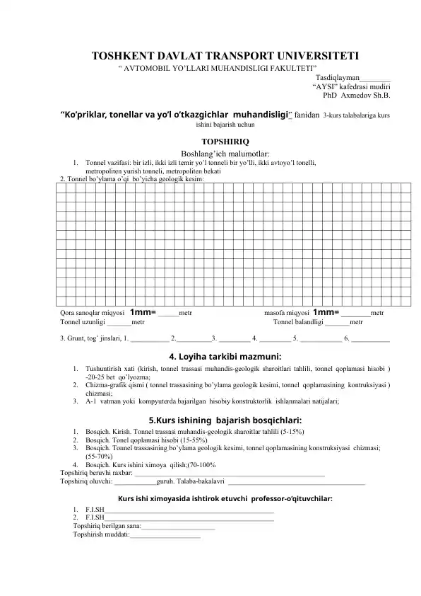 "Ko'priklar, tonellar va yo'l o'tkazgichlar muhandisligi"