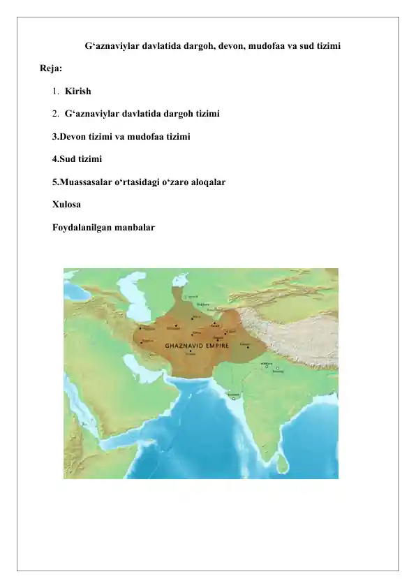 G‘aznaviylar davlatida dargoh, devon, mudofaa va sud tizimi 25