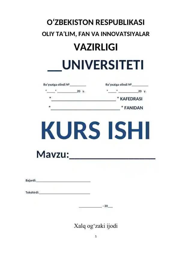 Xalq og‘zaki ijodi