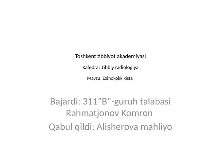 Exinokokk kista