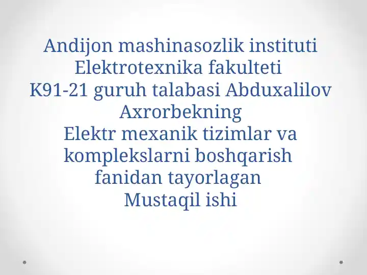 Zamonaviy boshqariluvchi o‘zgarmas tok o‘zgartgichlar