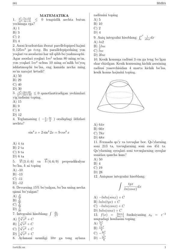 BMBA matematika 2025 dtm