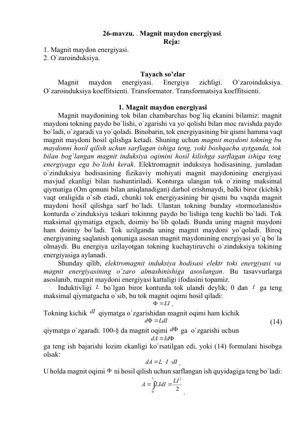 Magnit maydon energetikasi