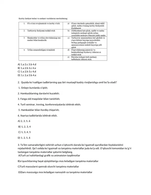 Pedagogik bilimlar test to‘plami