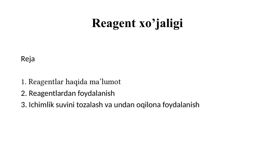 Reagentxo’jaligi