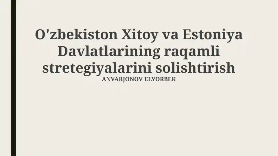 O'zbekistonning raqamli strategiyasi