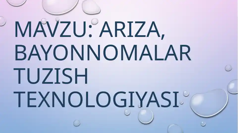 Bayonnomalar tuzish texnologiyasi