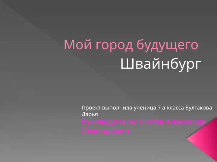 Мой город будущего Швайнбург