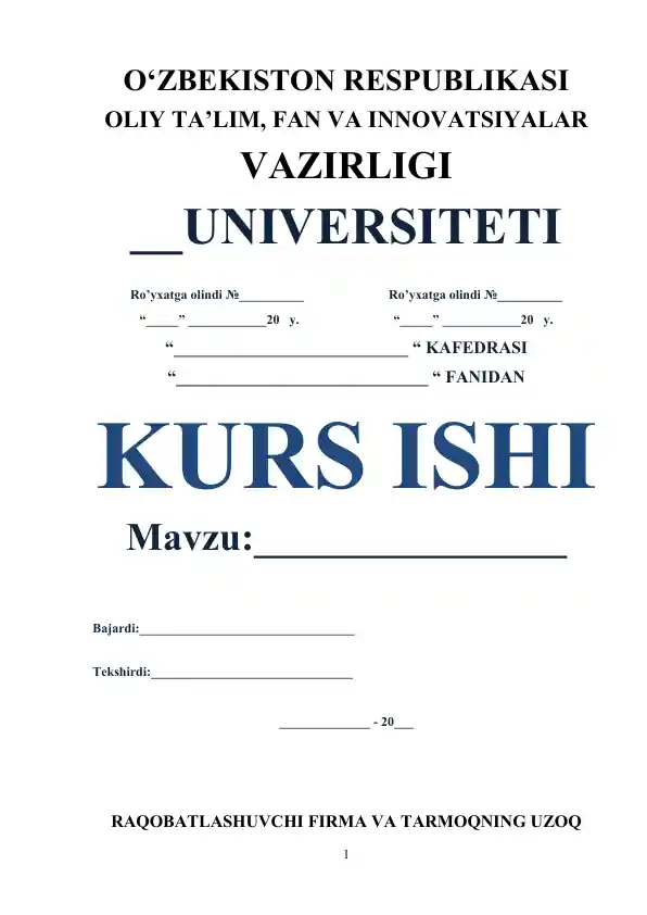 Raqobatlashuvchi firma va tarmoqning uzoq muddatli oraliqdagi muvozanati va tarmoqning taklifi