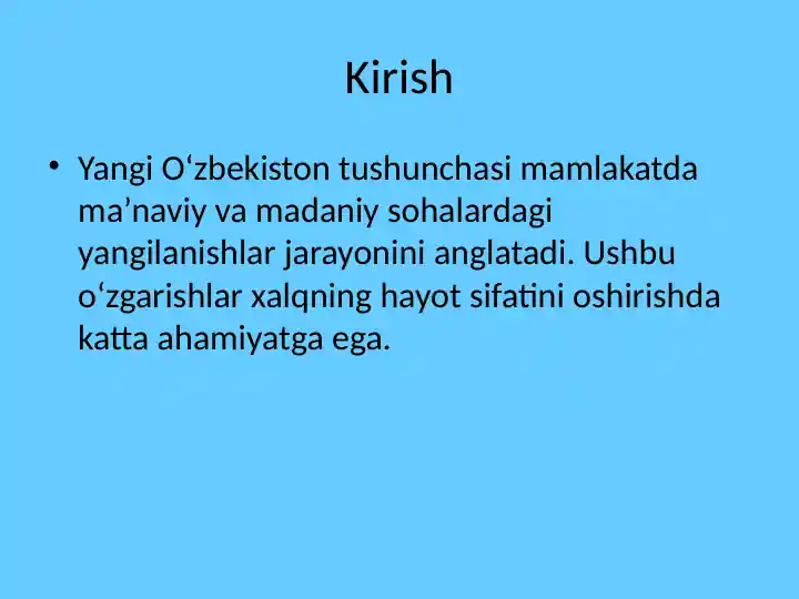 O‘zbekiston madaniyati yangilanishlari