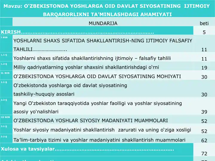 Dissertatsiya mavzusining dolzarbligi va zarurati