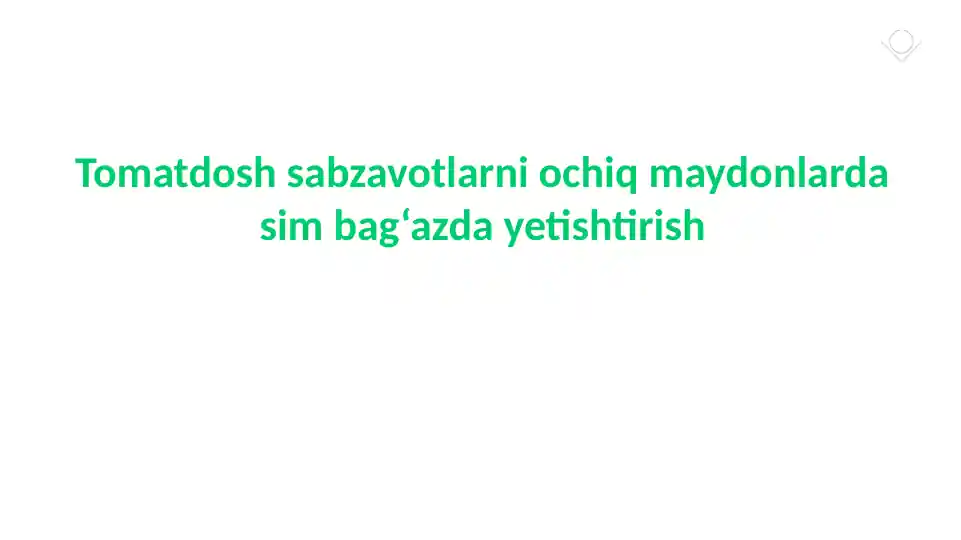 Tomatdosh sabzavotlarni ochiq maydonlarda sim bag‘azda yetishtirish
