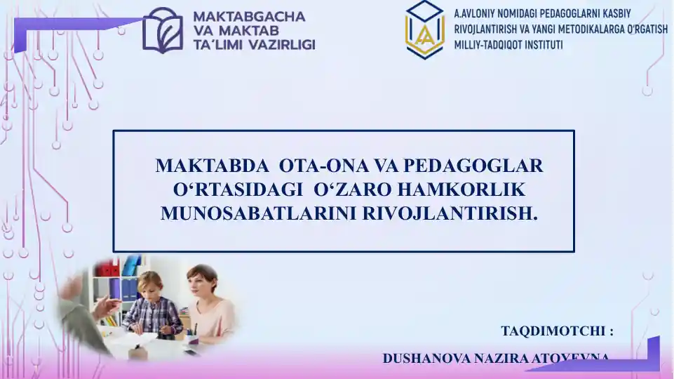 MAKTABGACHA VA MAKTAB TA‘LIMI VAZIRLIGI