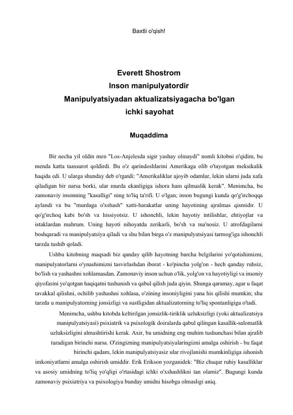 Everet Shostrum Anti Kornegi odam manipulyator