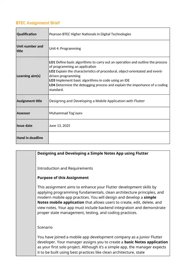 Designing and Developing a Mobile Application with Flutter