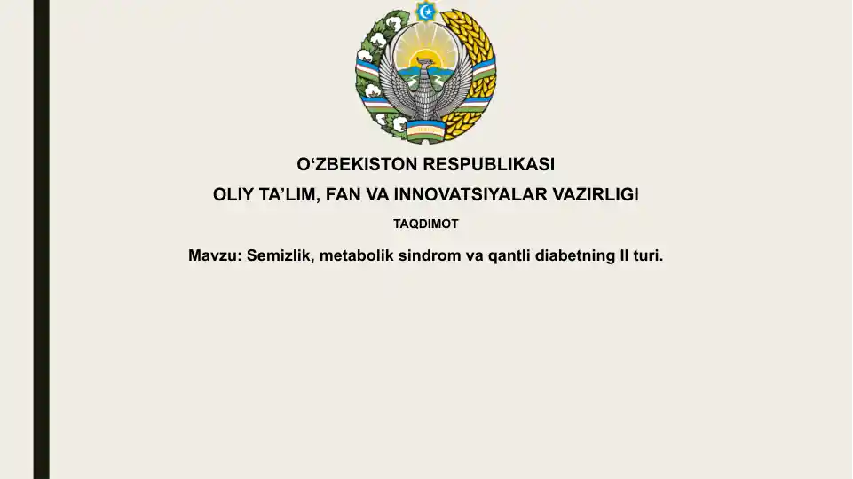 Semizlik, metabolik sindrom va qantli diabetning II turi