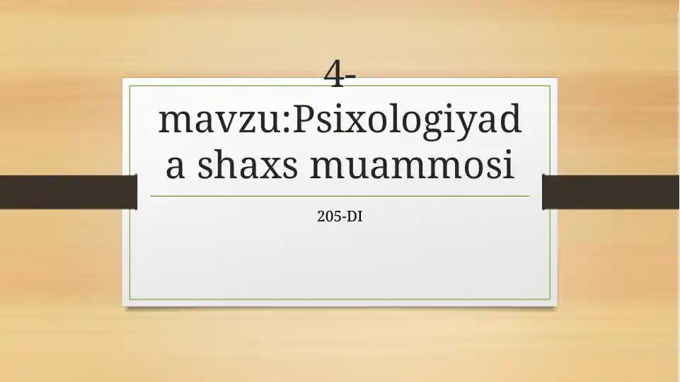 Psixologiyada shaxs muammosi