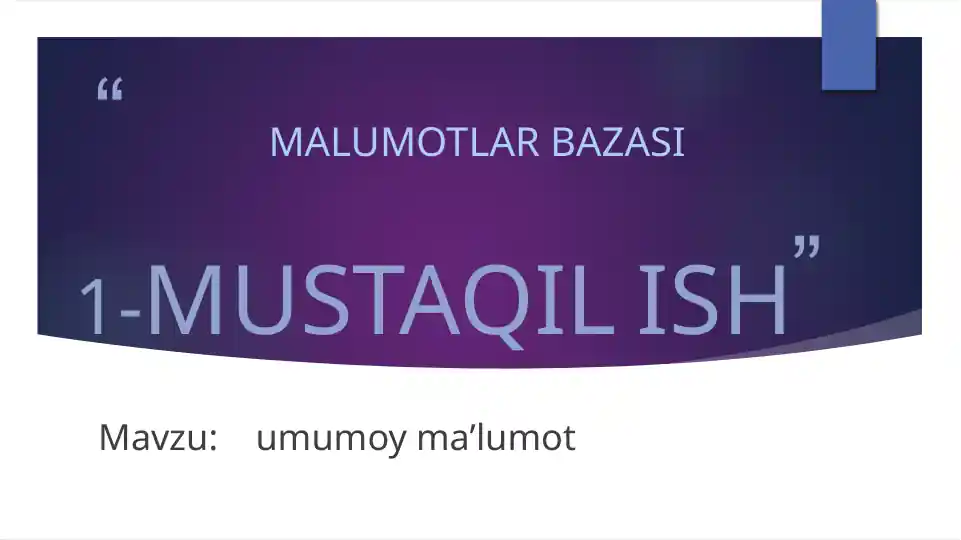 MALUMOTLAR BAZASI