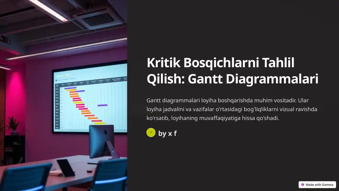 Kritik Bosqichlarni Tahlil Qilish: Gantt Diagrammalari