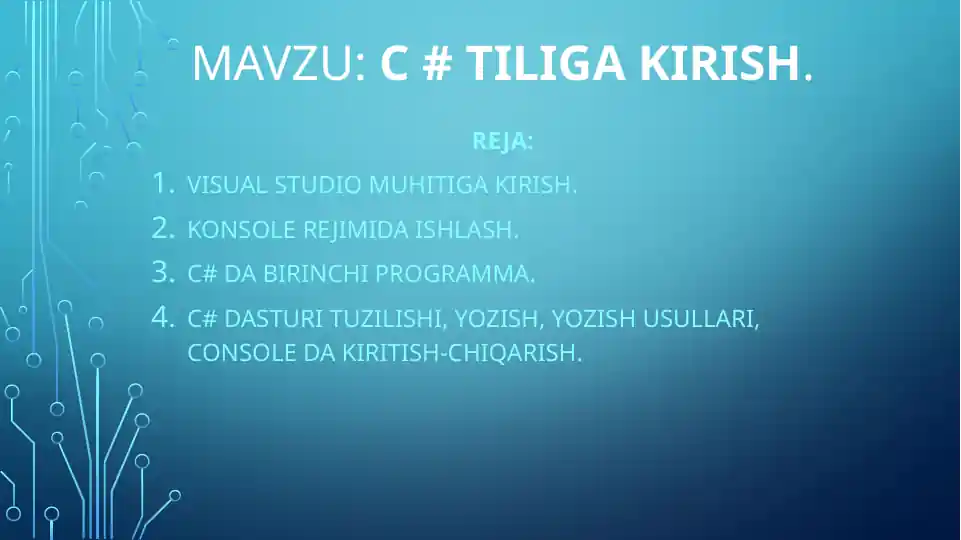 C# tiliga kirish