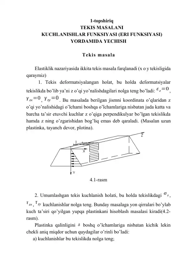 Tekis Masalani Yechish