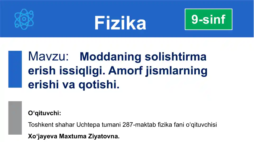 Moddaning solishtirma erish issiqligi