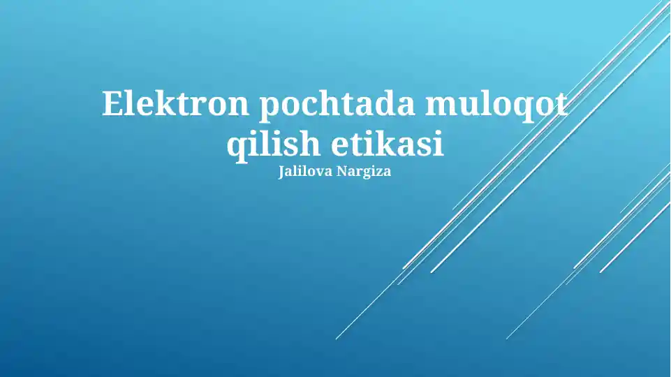 Elektron pochtada muloqot qilish etikasi