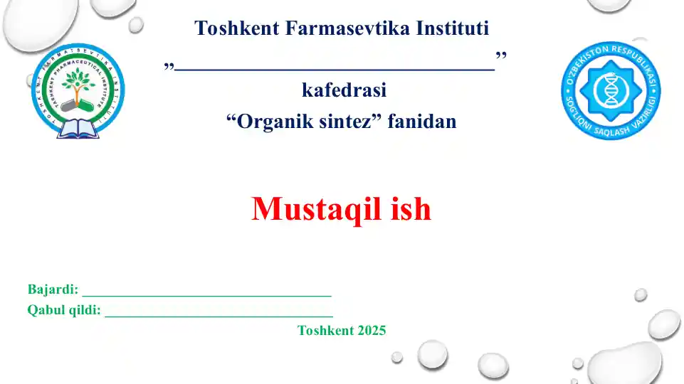 1.2. Parafinlar, olefinlar asosida olinadigan dori preparatlari. Taqdimot 12 bet.