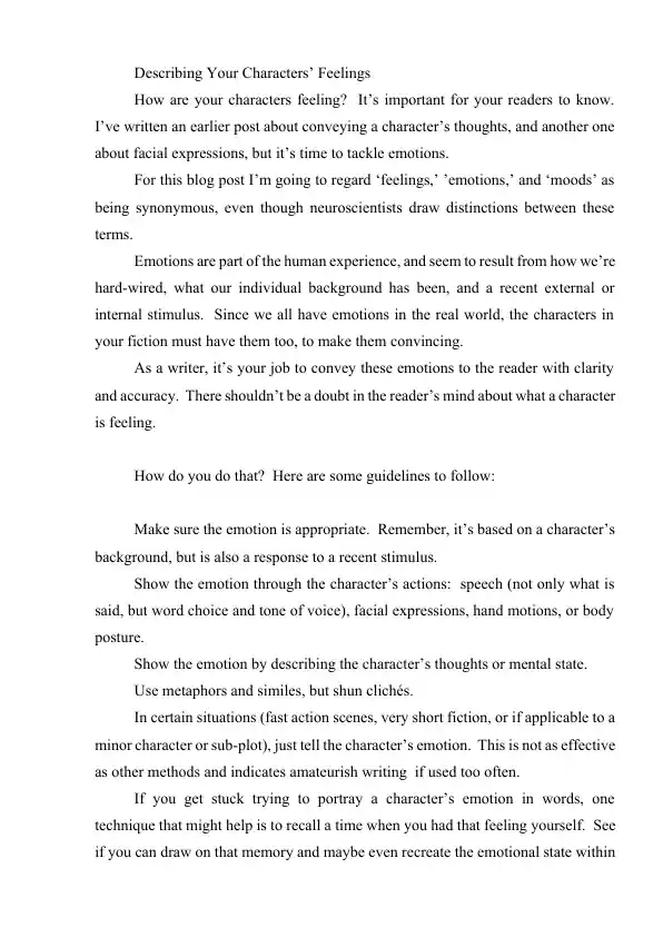 Character Emotions Guide